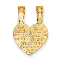 10K Reversible Break apart Mizpah Heart Pendant