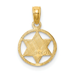 10K Star of David in Circle Frame Pendant