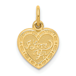 "I Love You" Heart Charm in 10K Yellow Gold, 15mm - Sophia Jewelers