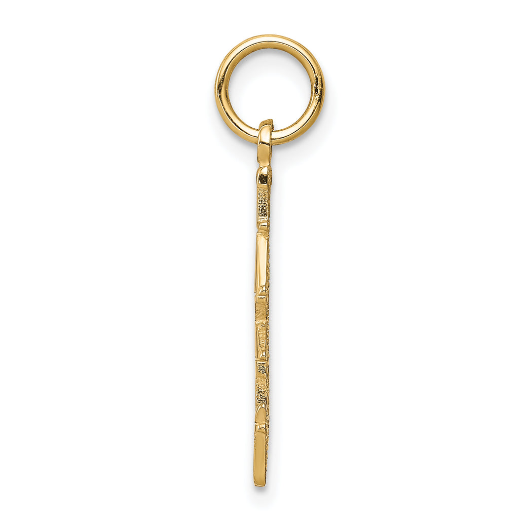 10K Yellow Gold Polished TAKEN Charm Pendant  Elegant Solid Design