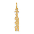 10K Yellow Gold Polished TAKEN Charm Pendant  Elegant Solid Design