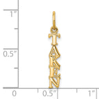 10K Yellow Gold Polished TAKEN Charm Pendant  Elegant Solid Design