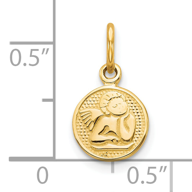 10K Gold Polished Angel Charm with Solid Design  Elegant, Themed