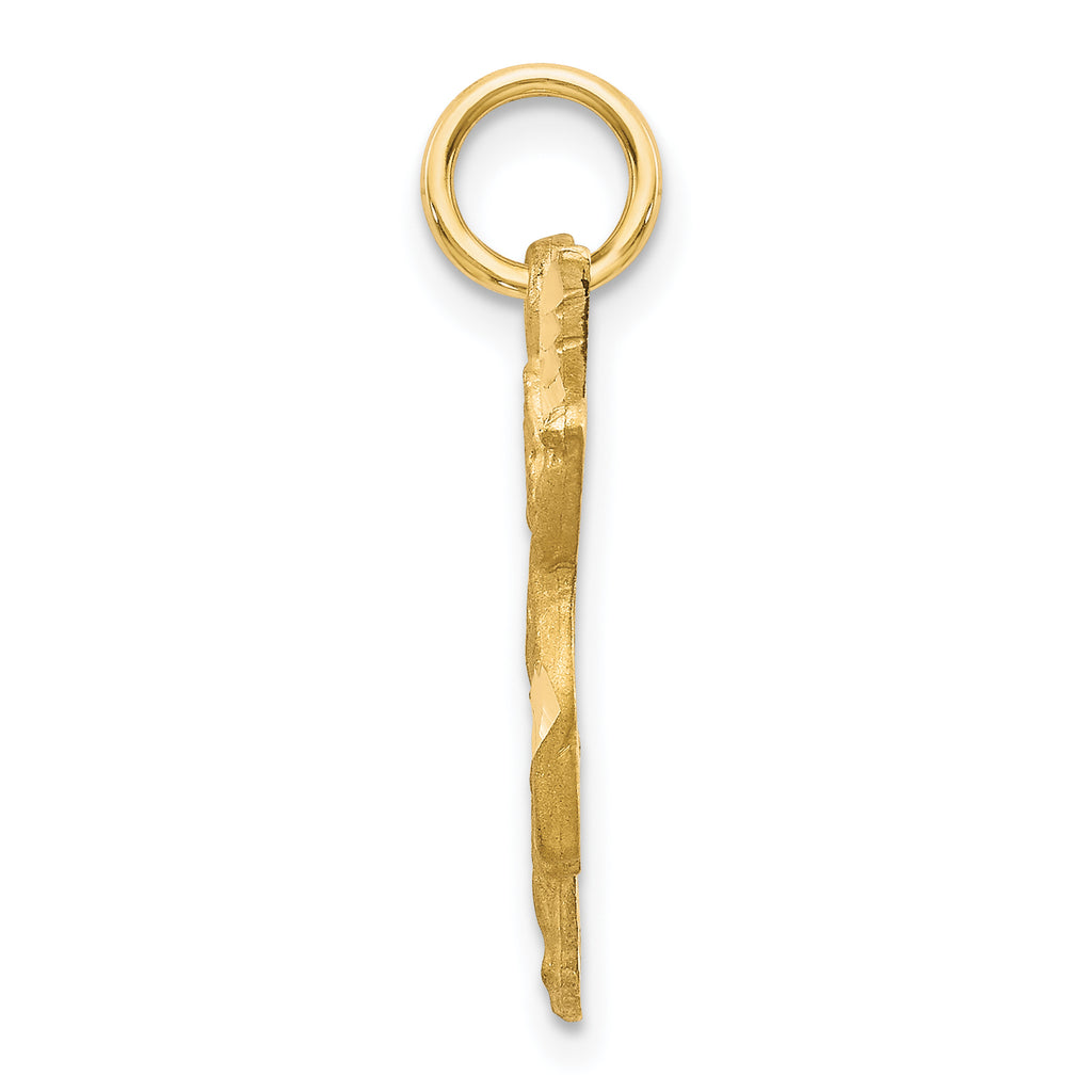 10K Solid Gold Angel Charm with Satin Brushed Finish Elegant & Timeless