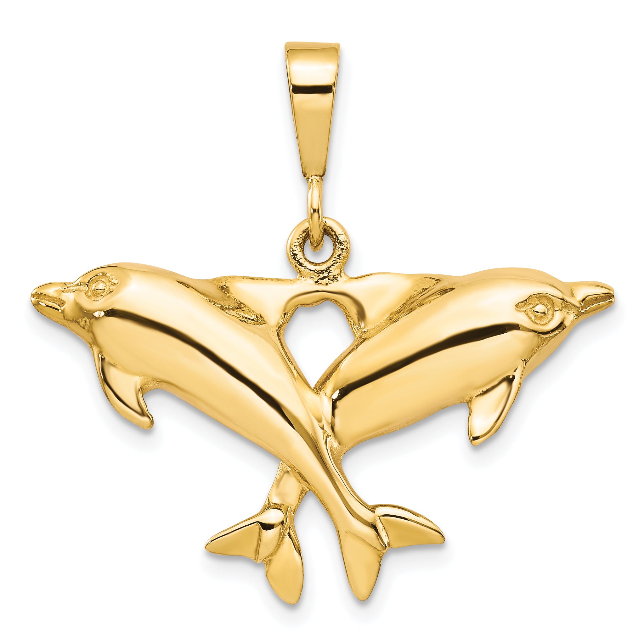10k Solid Polished Twin Dolphins Charm Main image
