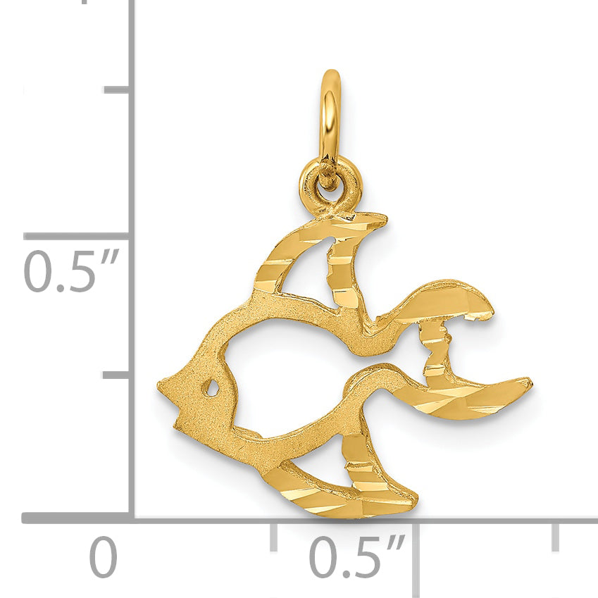 10K Gold Polished Fish Charm with Solid Design 20mm