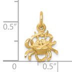 10K Gold Polished Crab Charm Solid Themed Pendant by Sophia Jewelers
