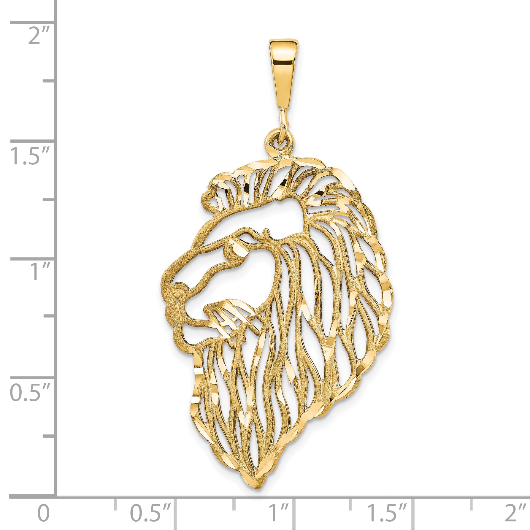 10K Gold Polished Diamond-Cut Lion Head Pendant  Bold and Elegant Design