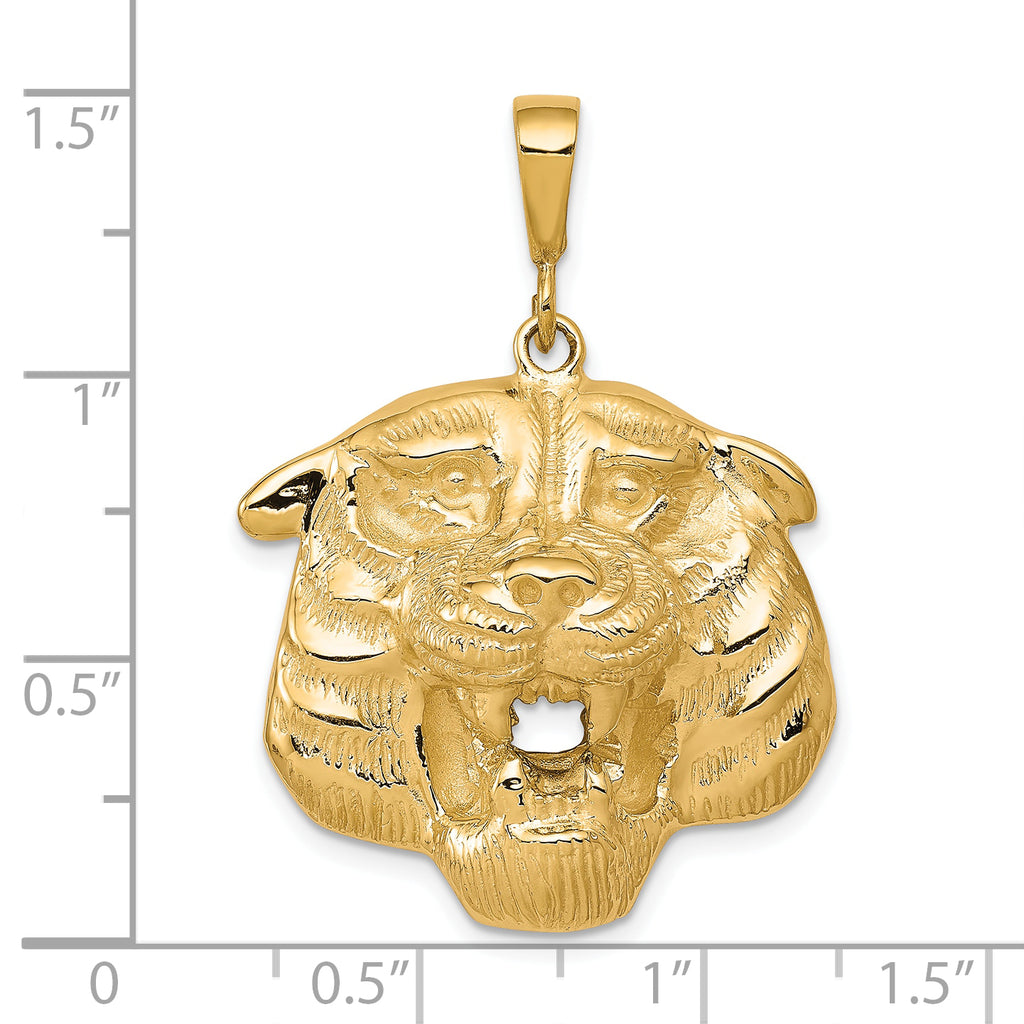 10K Gold Polished Tiger Head Charm Bold Solid Design Elegant