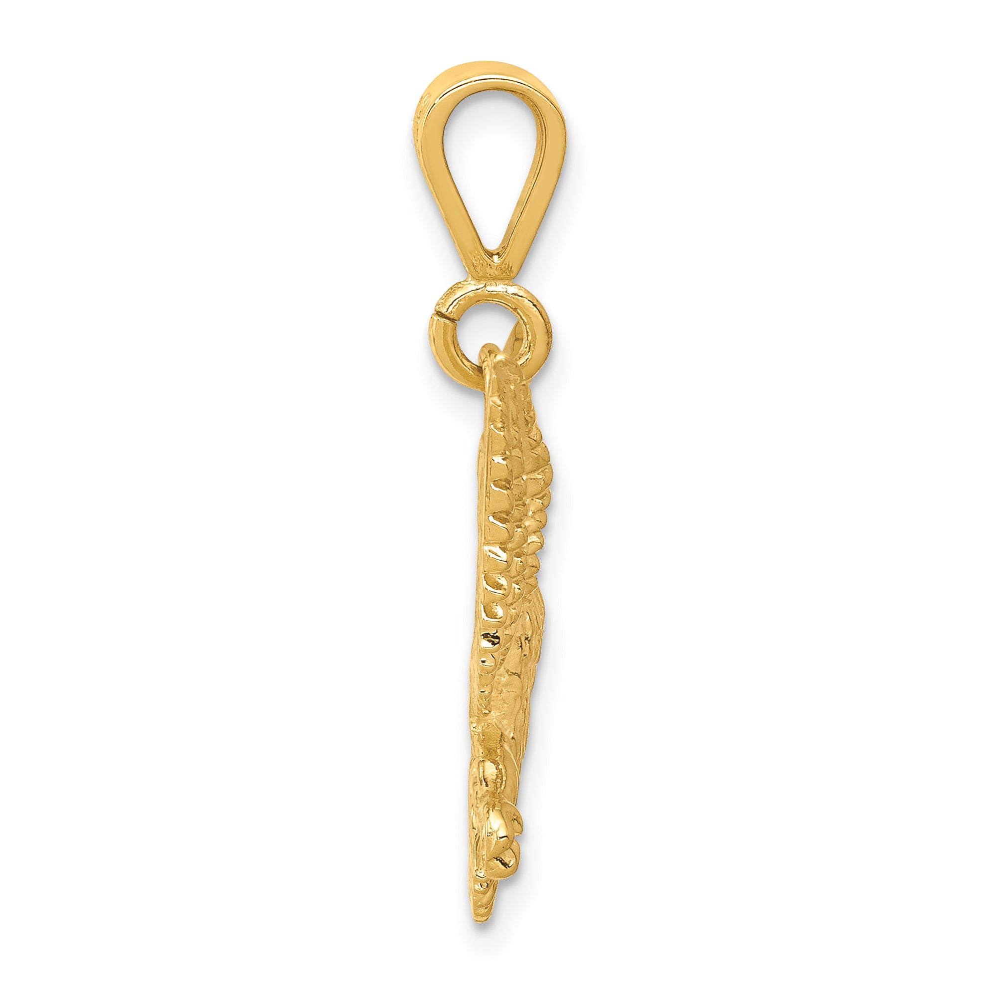 10K Gold Solid Polished Eagle Charm with Elegant Themed Design