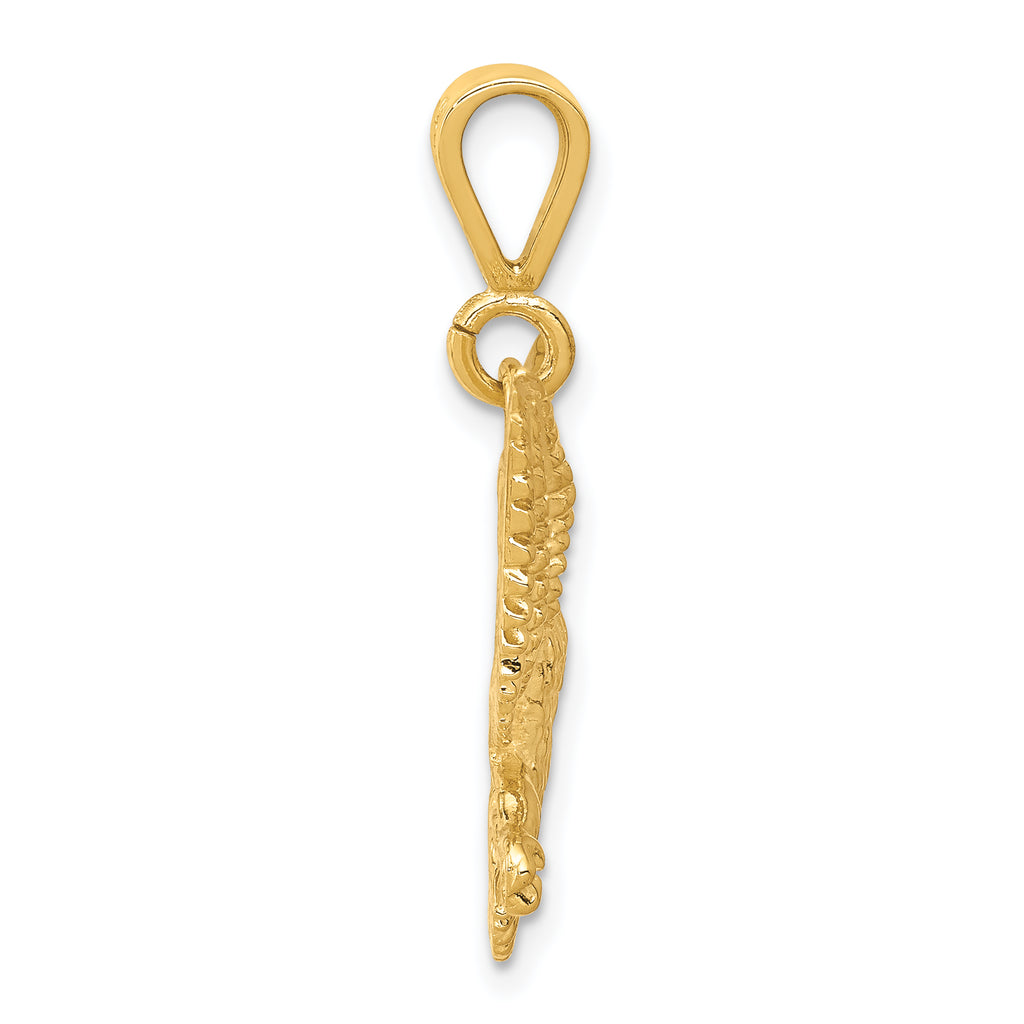 10K Gold Solid Polished Eagle Charm with Elegant Themed Design