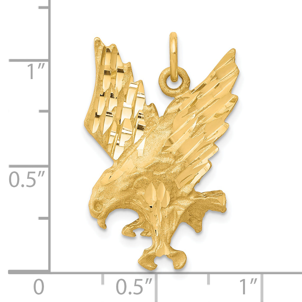 10K Gold Eagle Charm with Polished Finish Solid Themed Design