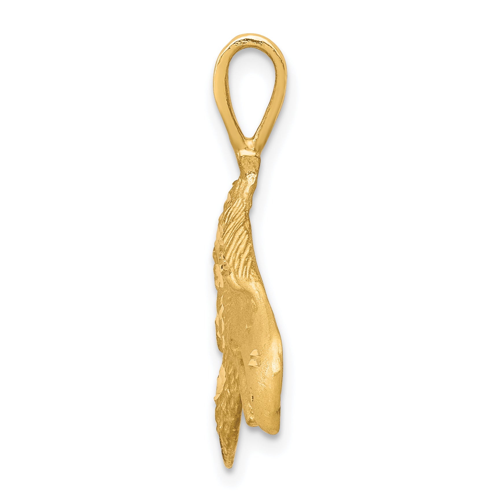 10K Solid Gold Eagle Head Charm with Polished Diamond-Cut Finish Secondary image