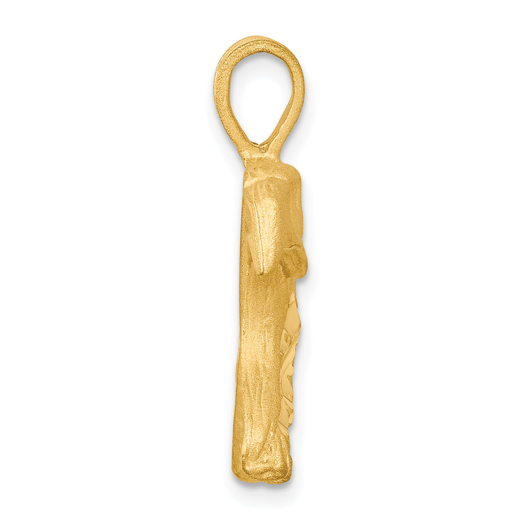 10K Solid Gold Eagle Head Charm with Polished Diamond-Cut Finish