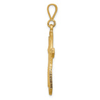 10K Solid Gold Polished Cross Charm Pendant 40mm Yellow Gold