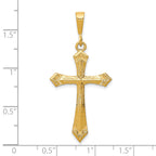 10K Solid Gold Polished Cross Charm Pendant 40mm Yellow Gold