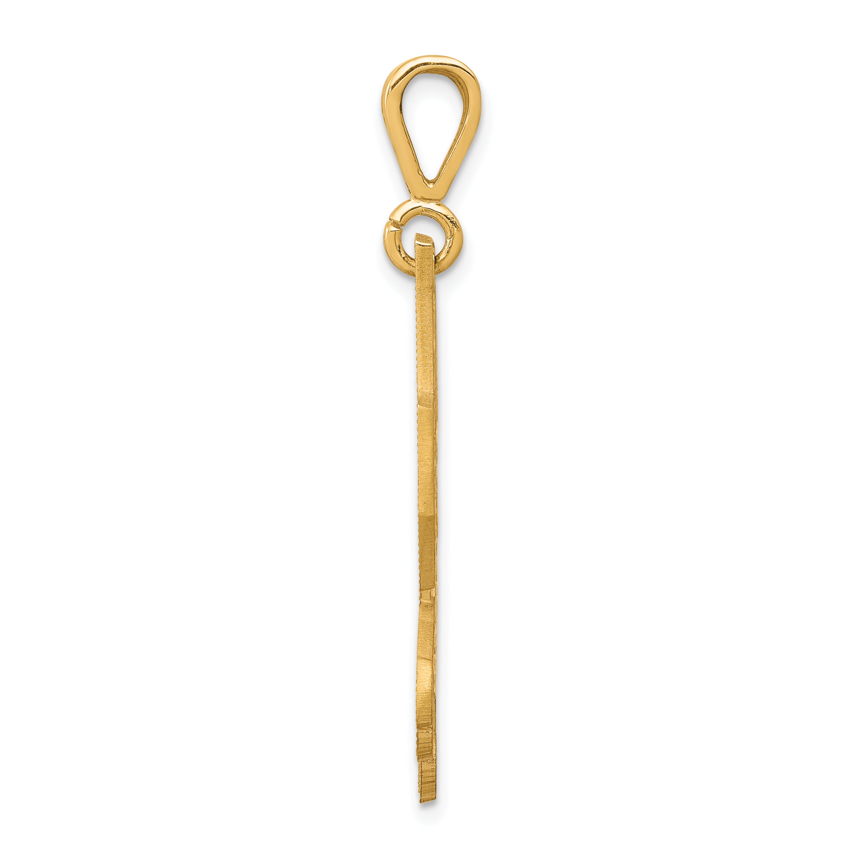 10K Gold Polished Eagle Charm with Diamond-Cut Detail 40mm Elegant Design