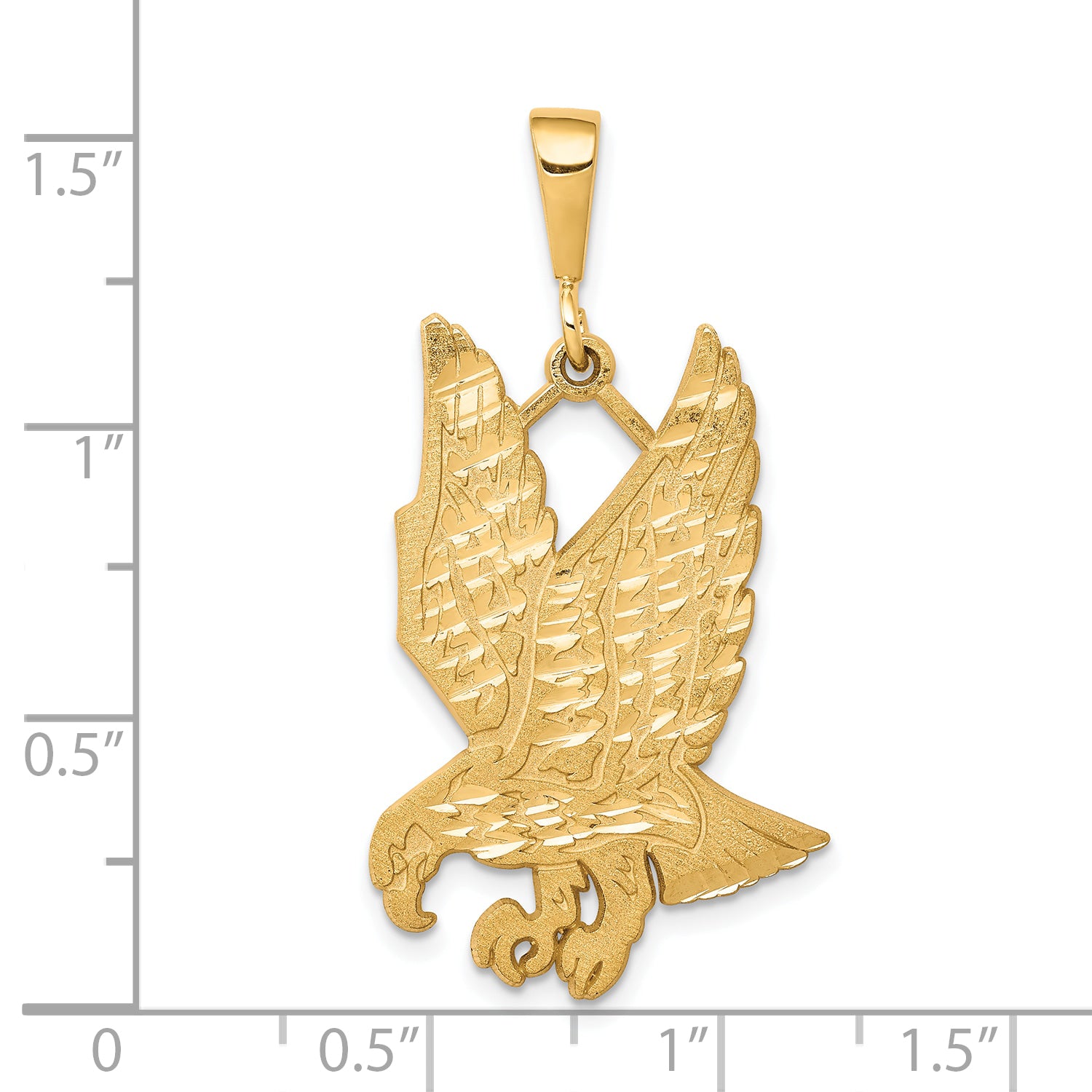 10K Gold Polished Eagle Charm with Diamond-Cut Detail 40mm Elegant Design