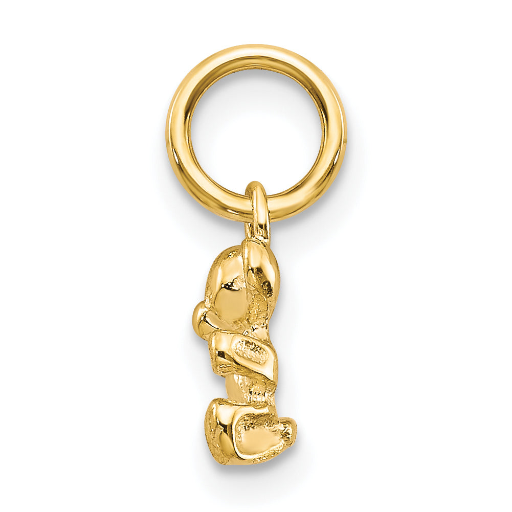 10K Gold 3D Teddy Bear Charm with Polished Finish Cute & Solid