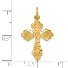 10K Gold Cross Charm with Polished Finish, Solid and Elegant Design