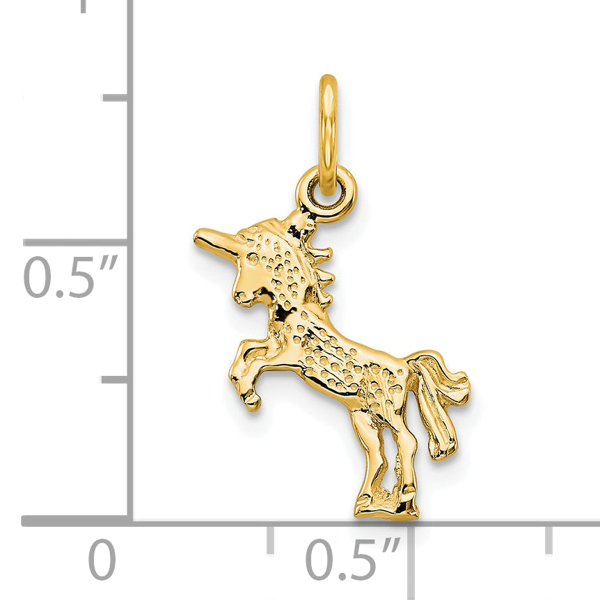 10K Yellow Gold Unicorn Charm with Polished Solid Finish  Themed 22mm