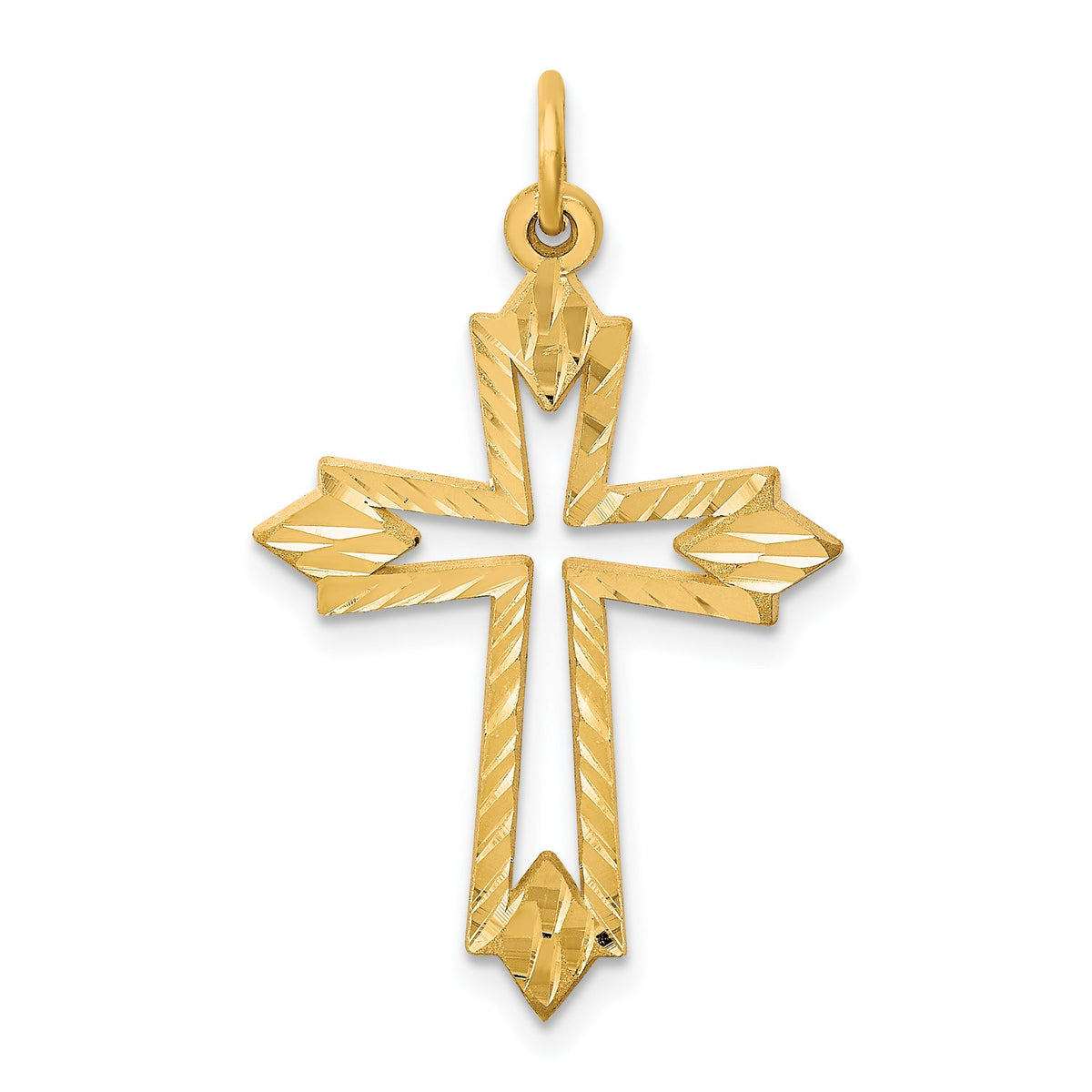 Cut-Out Cross Charm in 10K Yellow Gold, 30mm Diamond-Cut - Sophia Jewelers Main image