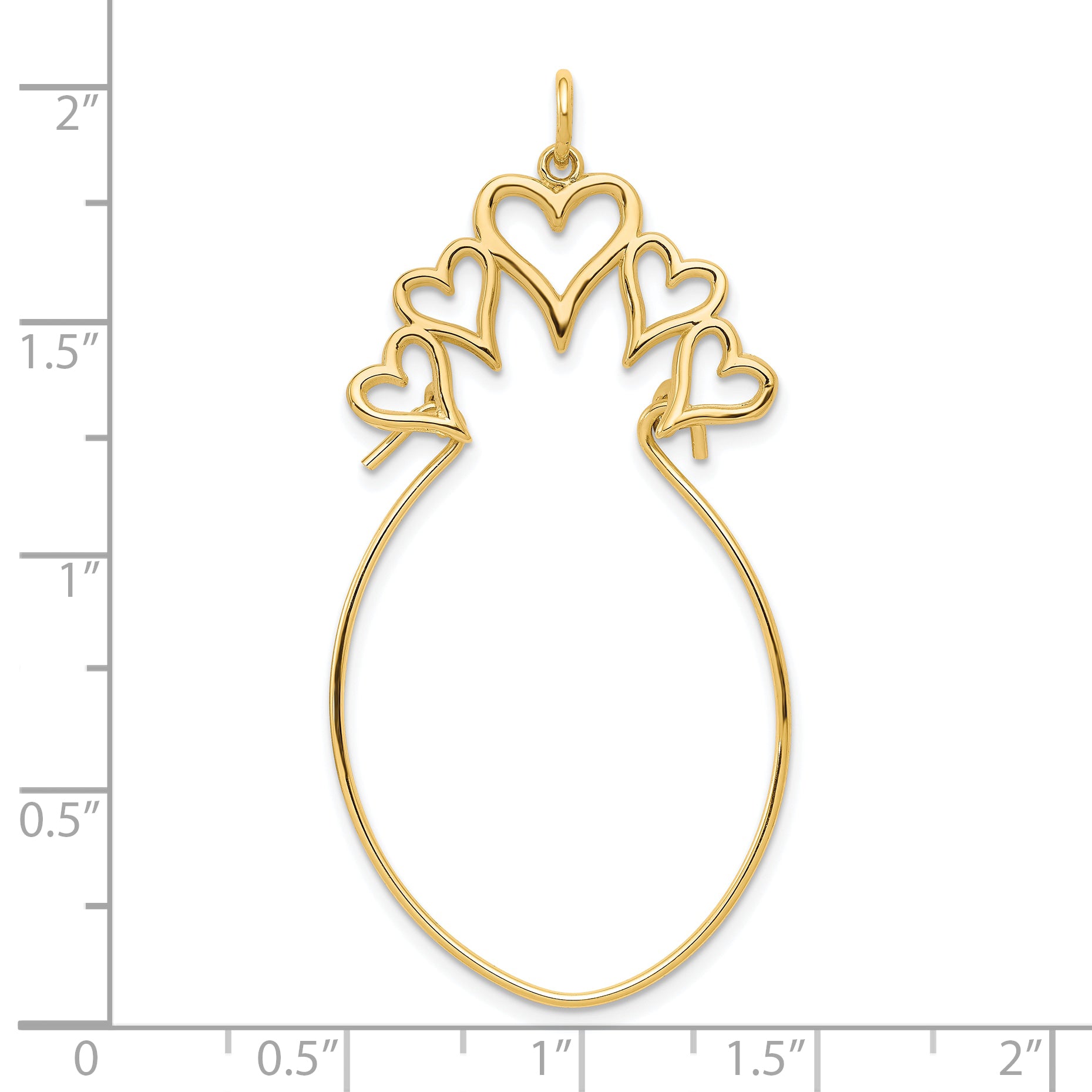 10K Gold 5 Hearts Charm Holder with Polished Finish Elegant Design
