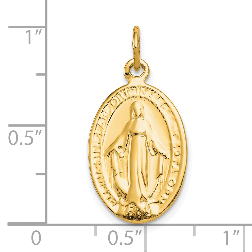 10K Gold Miraculous Medal Pendant with Polished Solid Finish