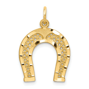 Horseshoe Charm in 10K Yellow Gold, 23mm Diamond-Cut - Sophia Jewelers