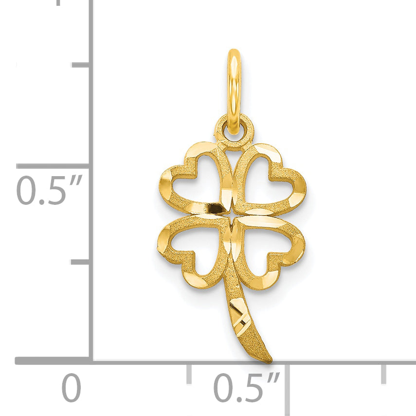 10K Gold Four Leaf Clover Pendant with Polished Finish Solid Elegant Design