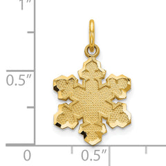 10K Solid Gold Snowflake Charm with Satin Brushed Finish  Elegant, Timeless Design