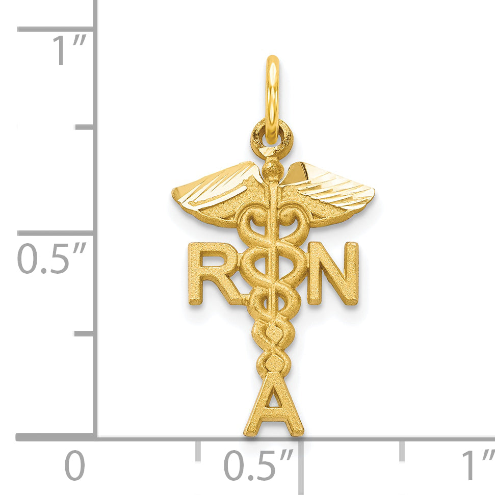 10K Solid Gold Registered Nurse Charm with Polished Finish Elegant and Durable Gift