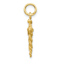 10K Gold Caduceus Charm Pendant with Polished Finish  Timeless Symbol of Healing