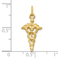 10K Gold Caduceus Charm Pendant with Polished Finish  Timeless Symbol of Healing