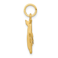 10K Gold 3D Airplane Charm with Satin Brushed Finish Elegant Travel-Inspired Jewelry