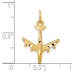 10K Gold 3D Airplane Charm with Satin Brushed Finish Elegant Travel-Inspired Jewelry