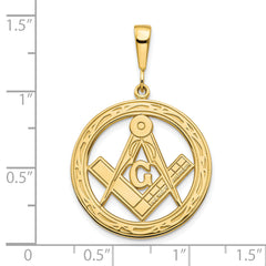 10K Gold Masonic Pendant with Polished & Textured Finish  Elegant Symbol of Tradition