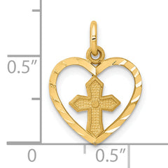 10K Yellow Gold Solid Cross Charm with Polished Finish  Elegant and Timeless