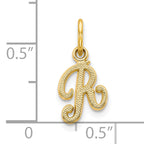 10K Gold Initial R Charm with Polished Finish  Solid Yellow Gold