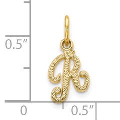 10K Gold Initial R Charm with Polished Finish  Solid Yellow Gold
