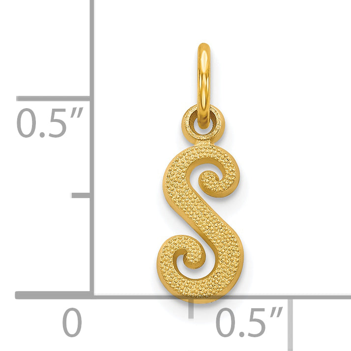 10K Gold Initial 'S' Charm with Polished Finish  Elegant & Solid Design