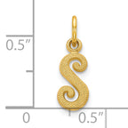 10K Gold Initial 'S' Charm with Polished Finish  Elegant & Solid Design