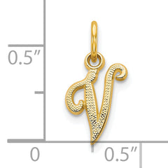 10K Gold Solid Initial V Charm with Polished Finish  Elegant and Timeless