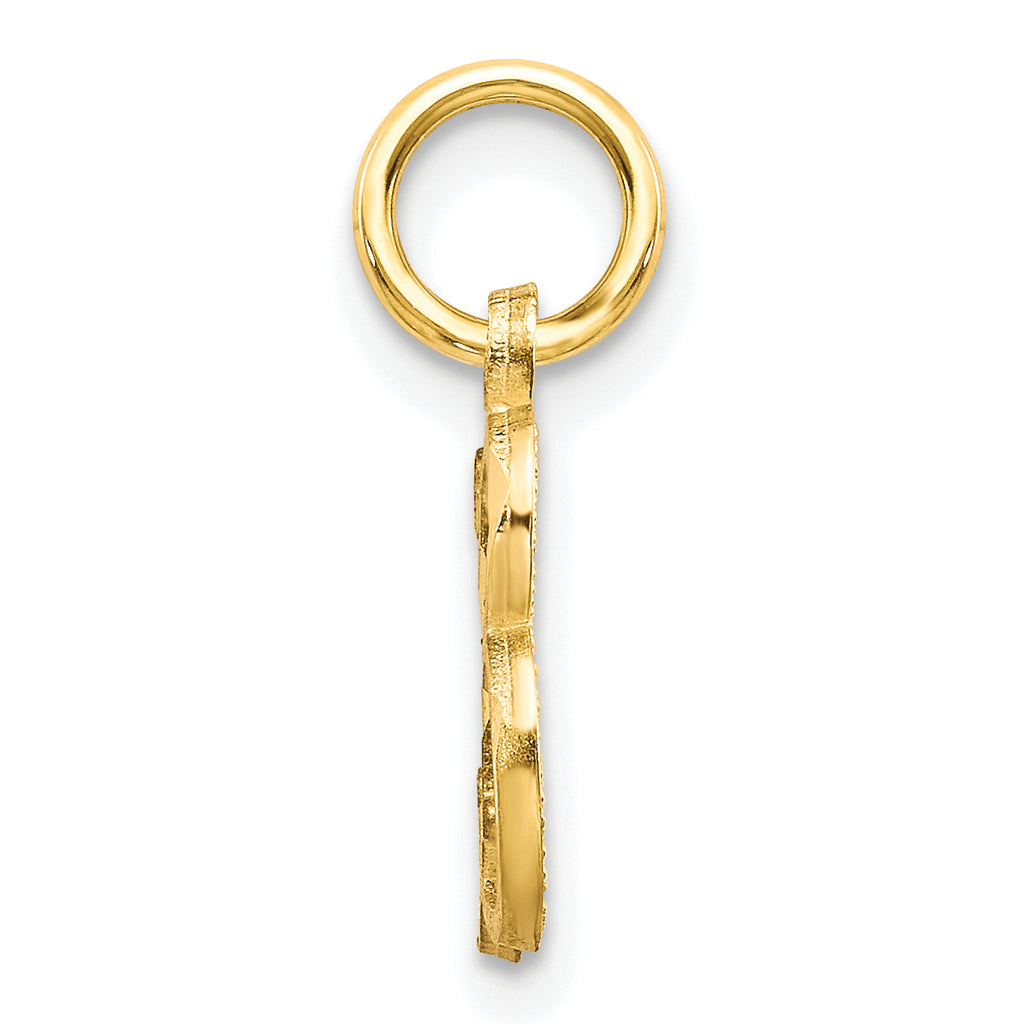 10K Gold Initial B Charm with Polished Finish  Elegant Small Pendant