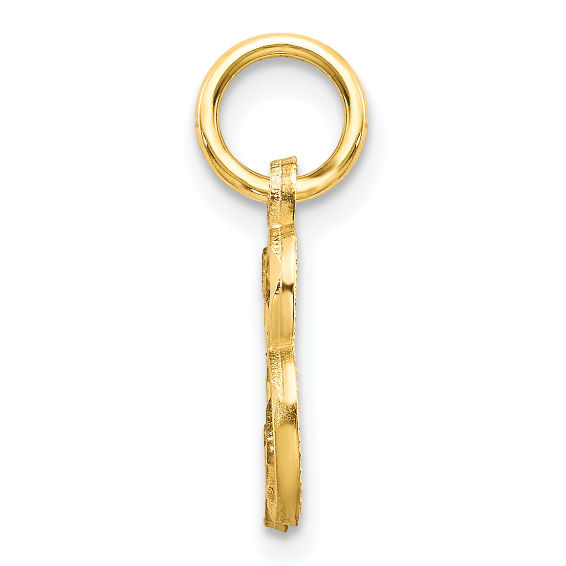 10K Gold Initial B Charm with Polished Finish  Elegant Small Pendant