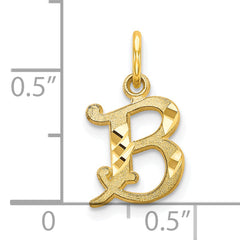 10K Gold Initial B Charm with Polished Finish  Elegant Small Pendant