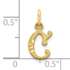 10K Gold Initial C Charm with Polished Finish  Elegant and Solid