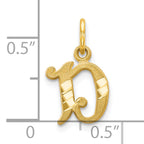 10K Gold Initial D Charm with Polished Finish  Small Solid Design