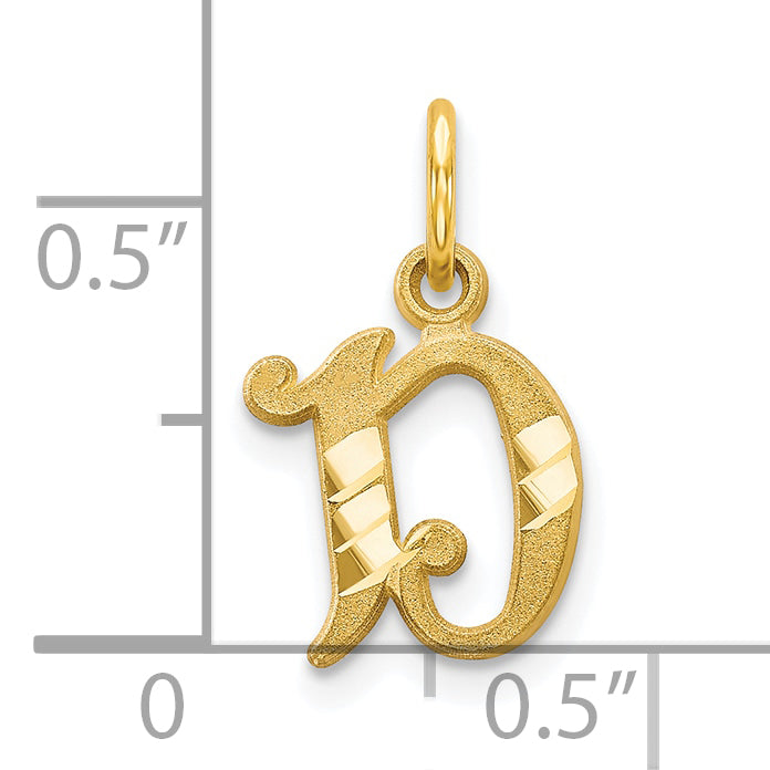 10K Gold Initial D Charm with Polished Finish  Small Solid Design