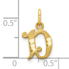 10K Gold Initial D Charm with Polished Finish  Small Solid Design